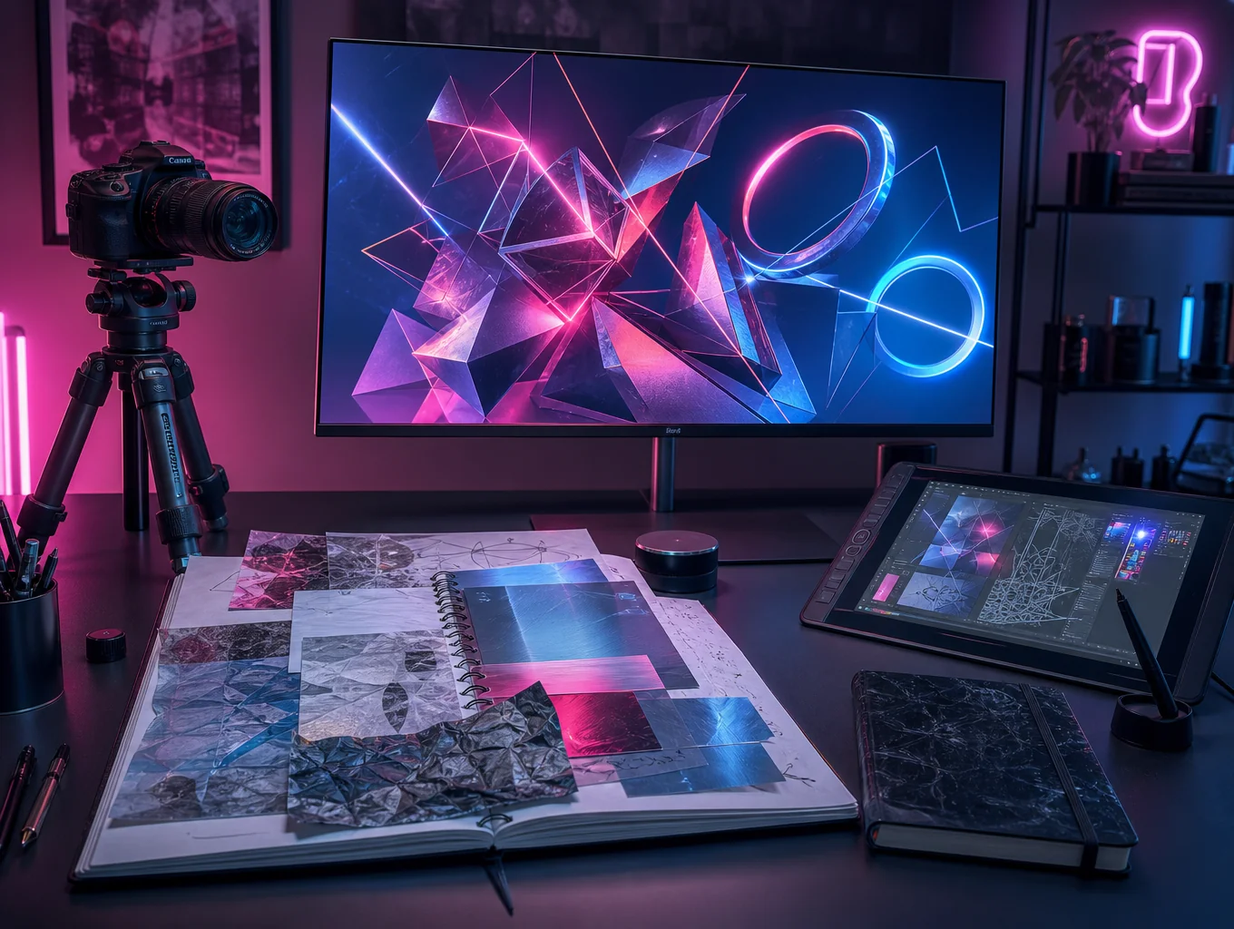 Modern web design mood board and UI concepts