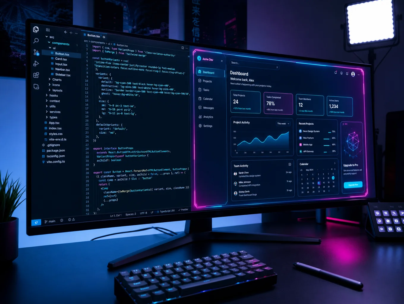 Clean code editor and responsive web development
